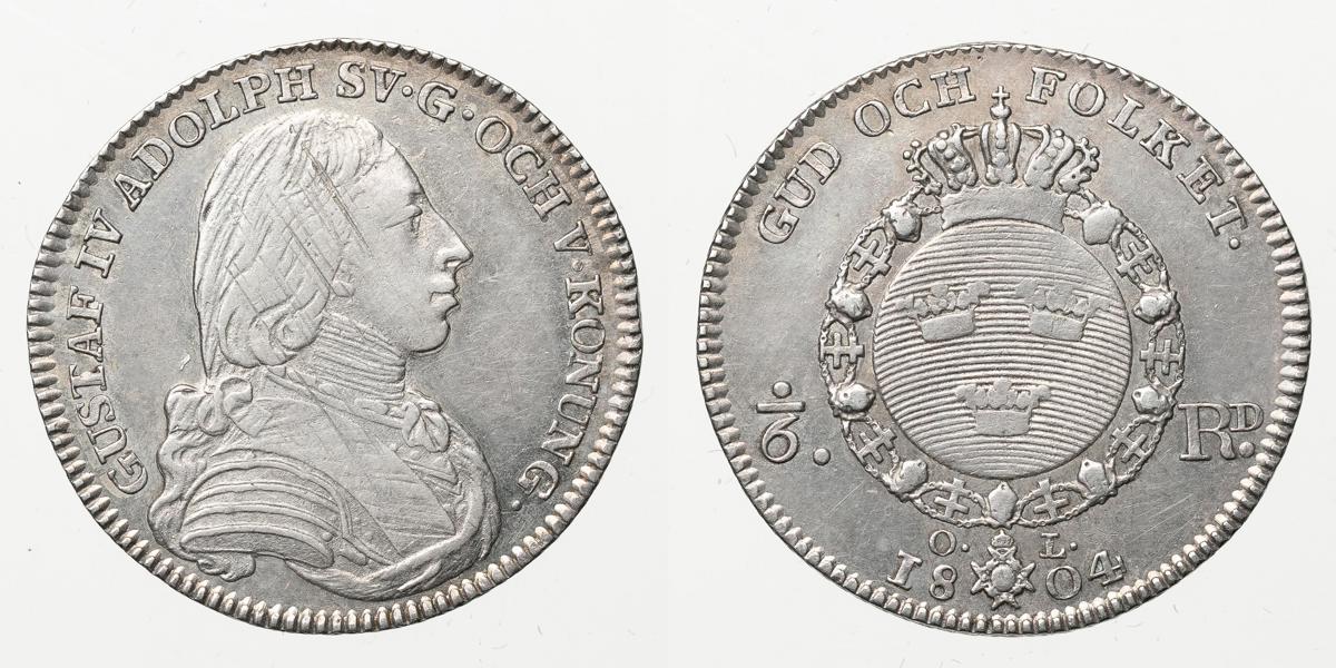 GUSTAV IV ADOLF (1792-1809). 1/6 riksdaler 1804