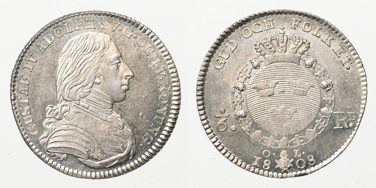 GUSTAV IV ADOLF (1792-1809). 1/6 riksdaler 1808