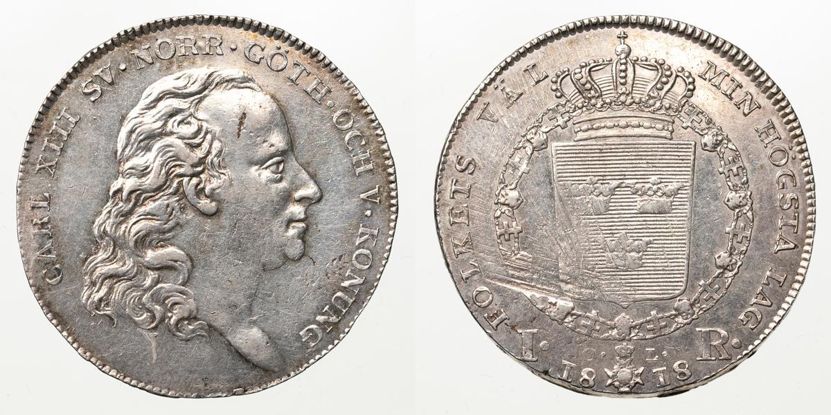KARL XIII (1809-1818). Riksdaler 1818