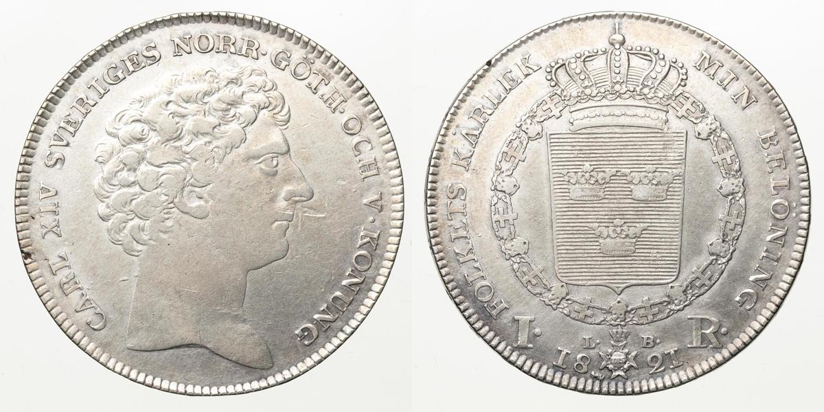 KARL XIV JOHAN (1818-1844). Riksdaler 1821