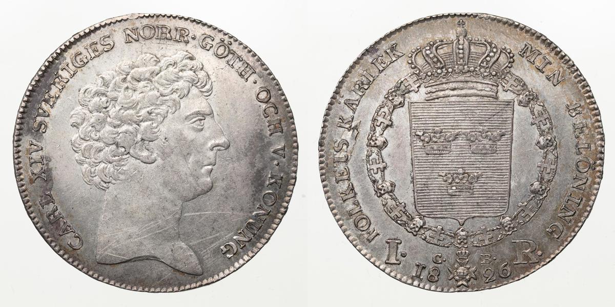 KARL XIV JOHAN (1818-1844). Riksdaler 1826