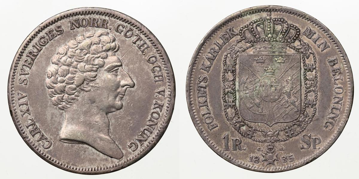 KARL XIV JOHAN (1818-1844). Riksdaler specie 1835