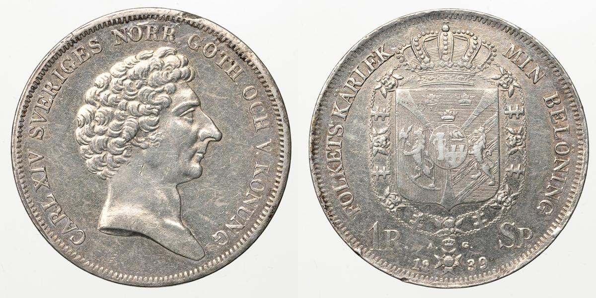 KARL XIV JOHAN (1818-1844). Riksdaler specie 1839