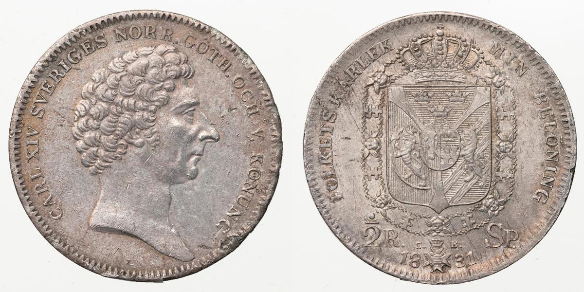 KARL XIV JOHAN (1818-1844). 1/2 riksdaler specie 1831