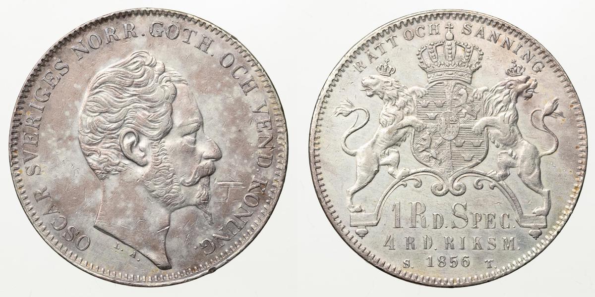 OSKAR I (1844-1859). 4 riksdaler riksmynt 1856