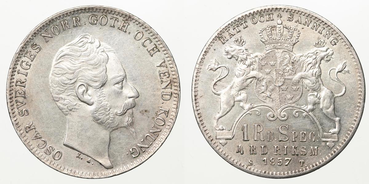 OSKAR I (1844-1859). 4 riksdaler riksmynt 1857