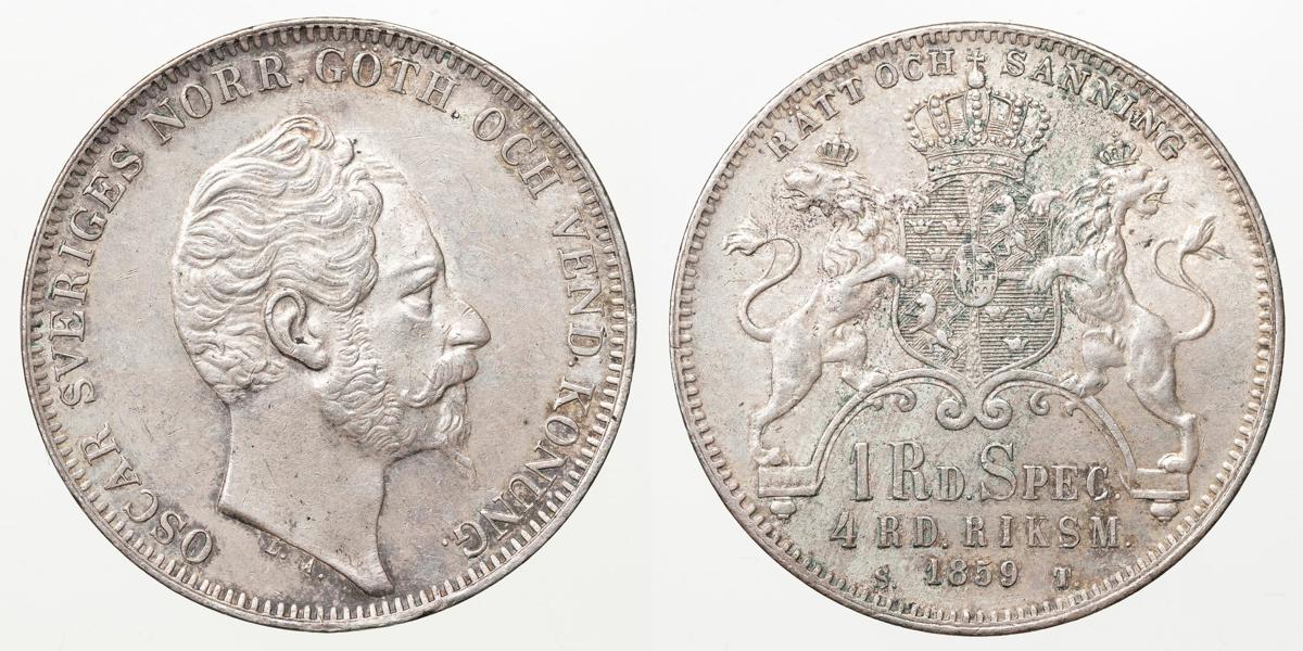 OSKAR I (1844-1859). 4 riksdaler riksmynt 1859