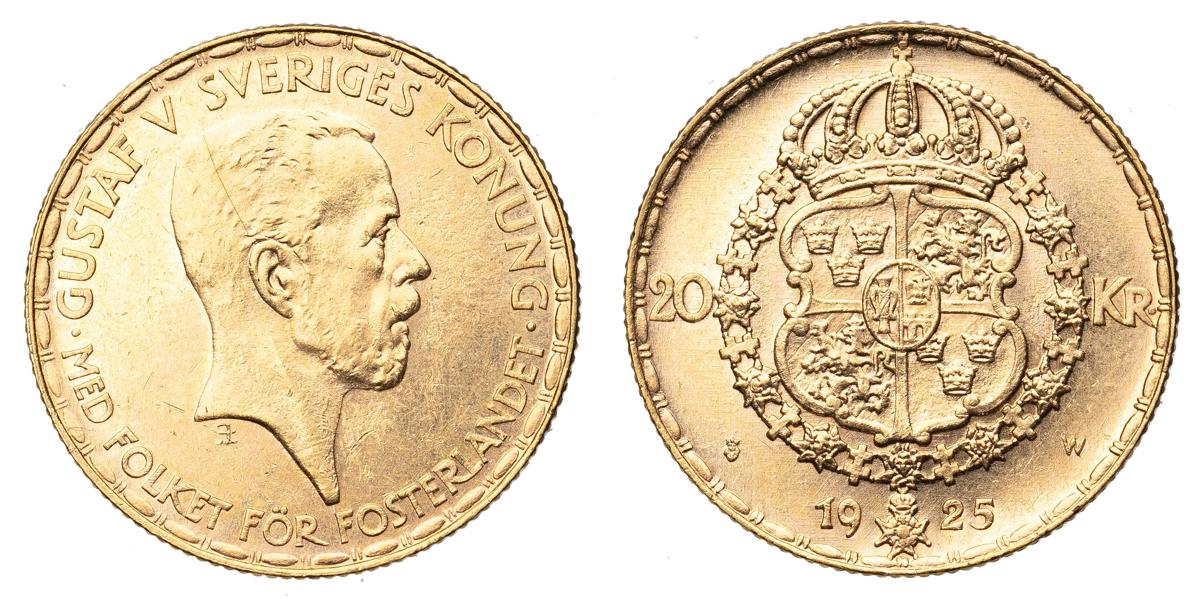 GUSTAV V (1907-1950). 20 kronor 1925