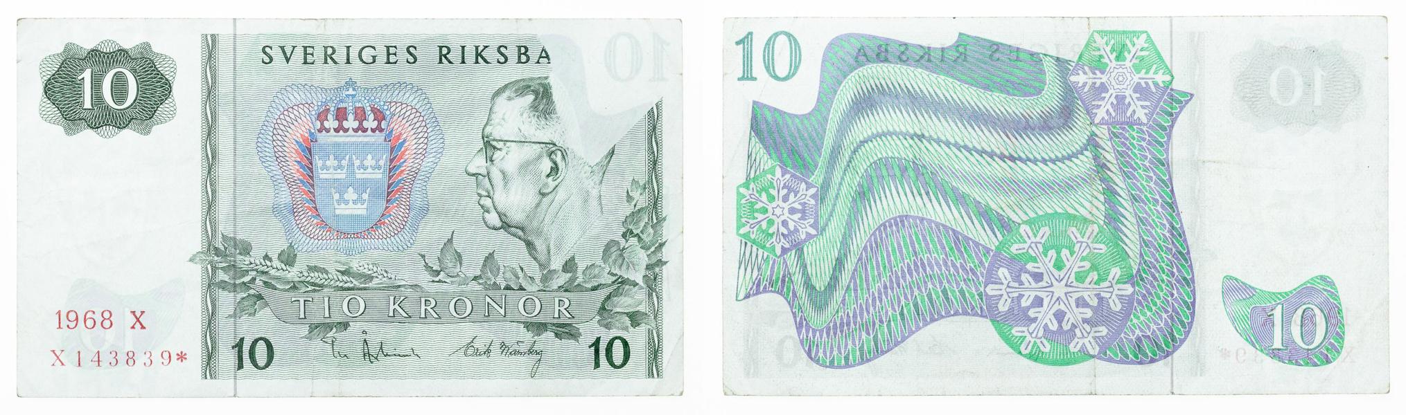 GUSTAV VI ADOLF (1950-1973). 10 kronor 1968