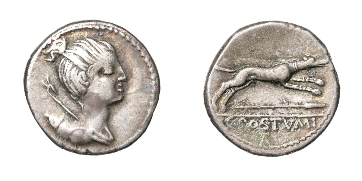 POSTUMIUS. AR denarius
