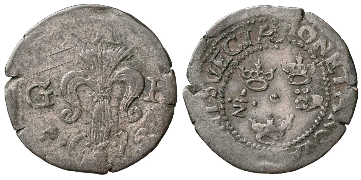GUSTAV II ADOLF (1611-1632). 1/2 öre 1615
