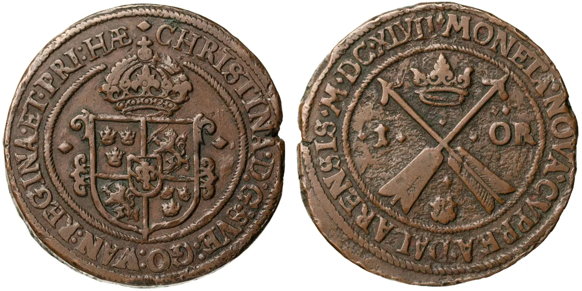 KRISTINA (1632-1654). Öre 1647