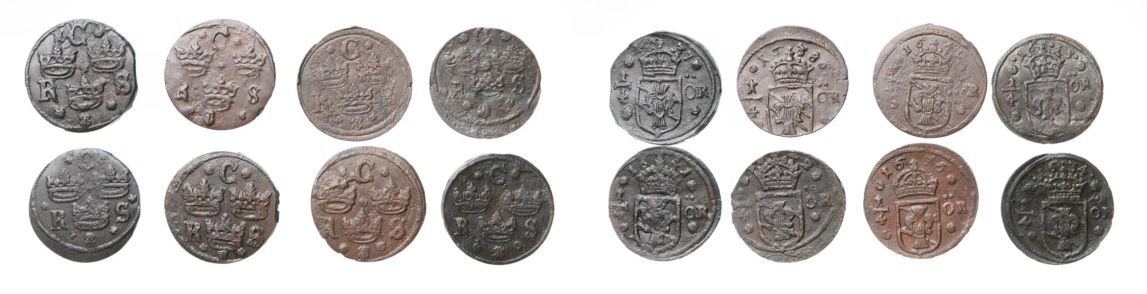 KRISTINA (1632-1654). Lot of 8