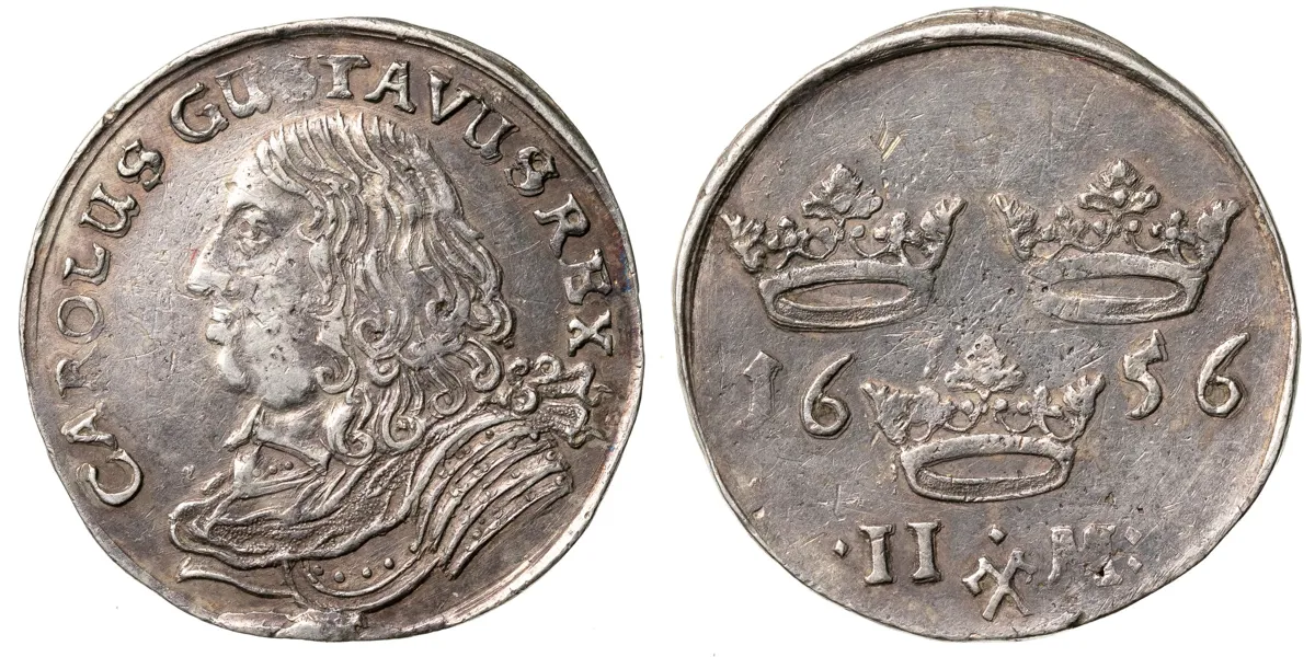 KARL X GUSTAV (1654-1660). 2 mark 1656