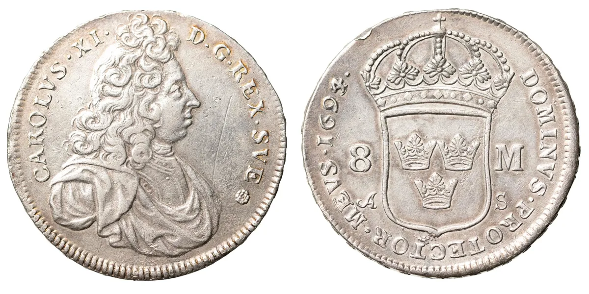 KARL XI (1660-1697). 8 mark 1694