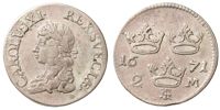 KARL XI (1660-1697). 2 mark 1671