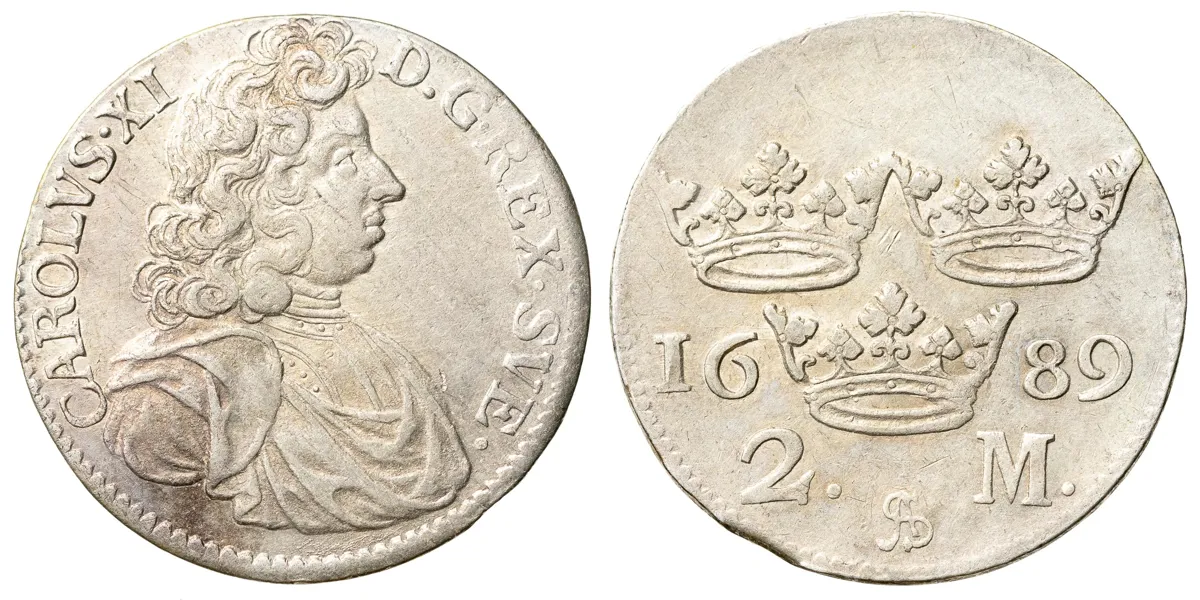 KARL XI (1660-1697). 2 mark 1689