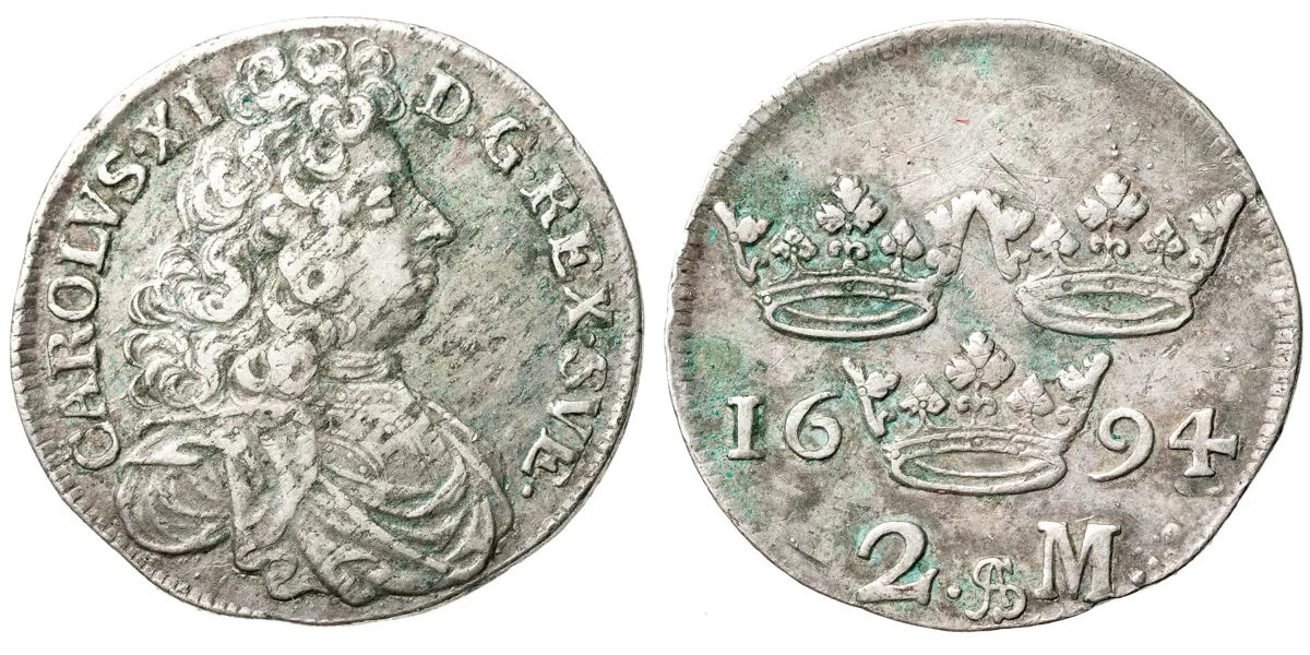 KARL XI (1660-1697). 2 mark 1694