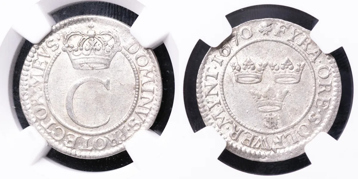 KARL XI (1660-1697). 4 öre 1670