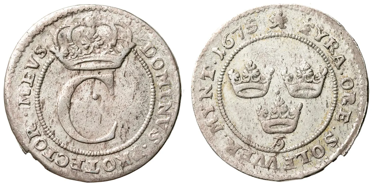KARL XI (1660-1697). 4 öre 1675