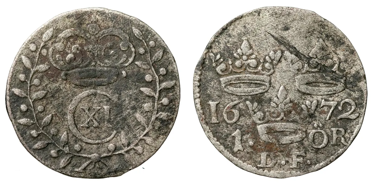 KARL XI (1660-1697). Öre 1672