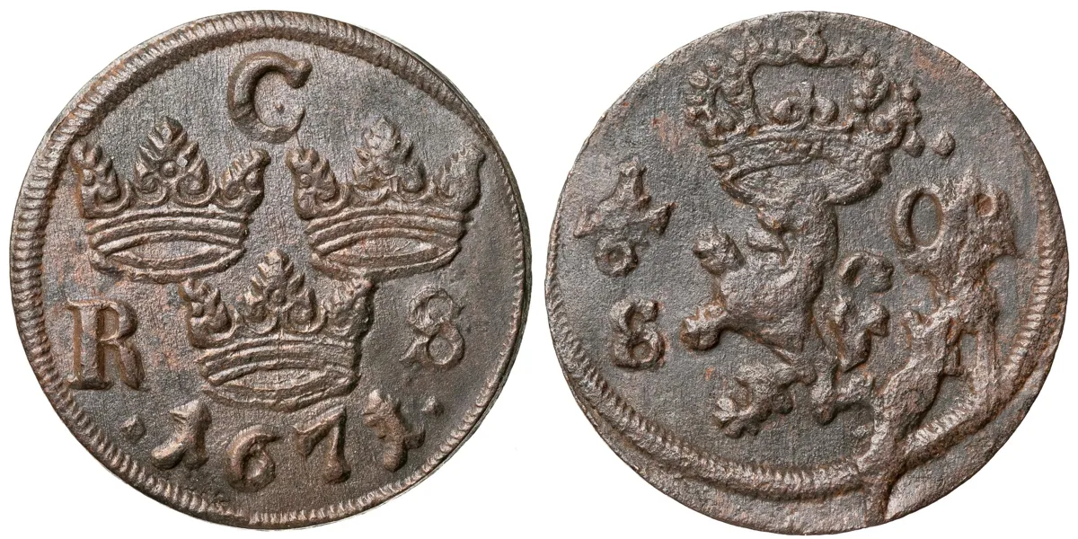 KARL XI (1660-1697). 1/6 öre SM 1671