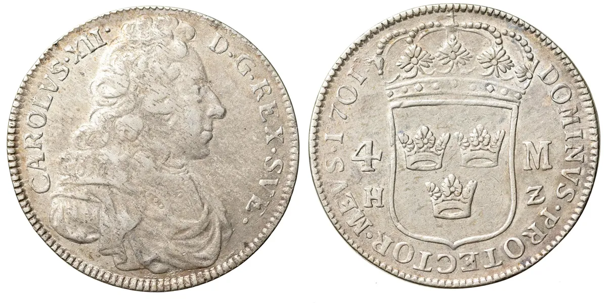 KARL XII (1697-1718). 4 mark 1701
