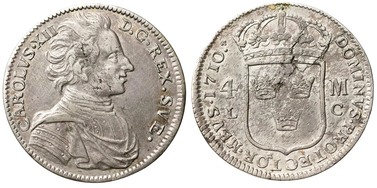 KARL XII (1697-1718). 4 mark 1710