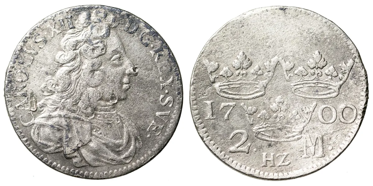 KARL XII (1697-1718). 2 mark 1700
