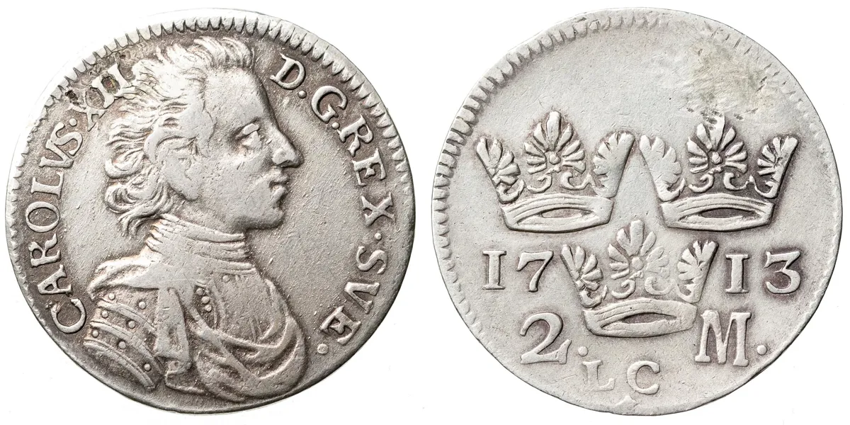 KARL XII (1697-1718). 2 mark 1713