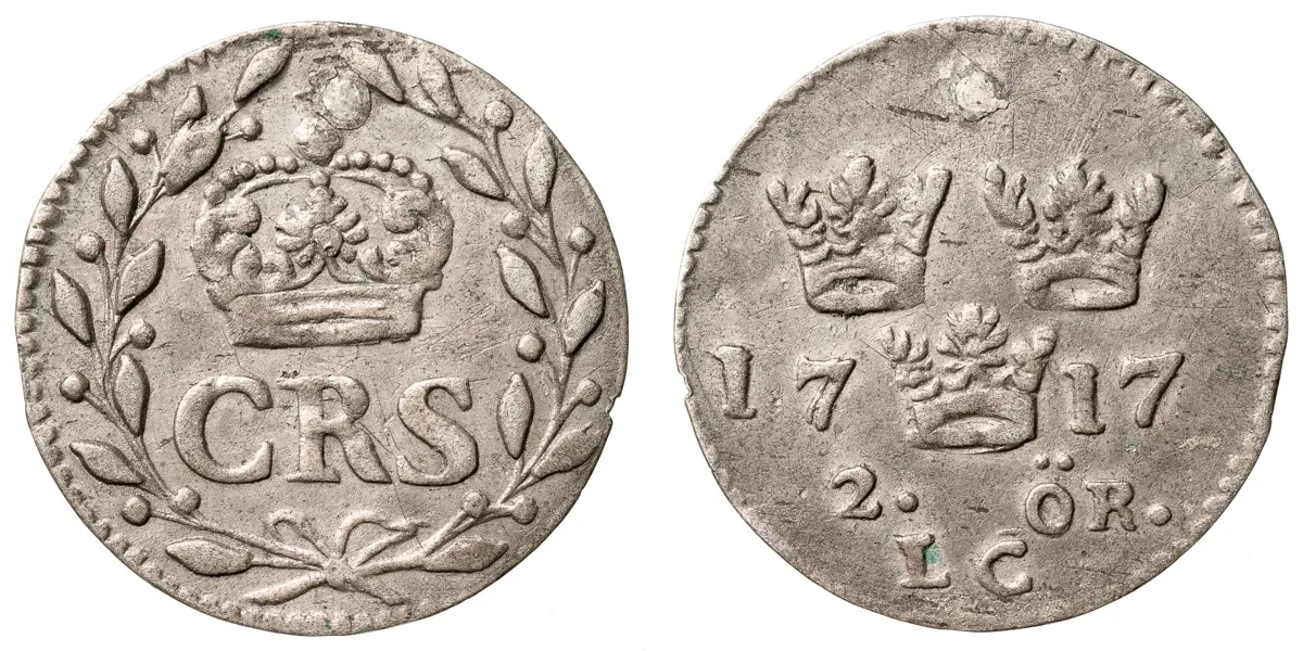 KARL XII (1697-1718). 2 öre 1717