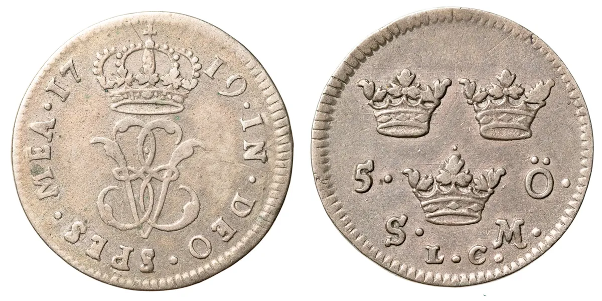 ULRIKA ELEONORA (1718-1720). 5 öre 1719