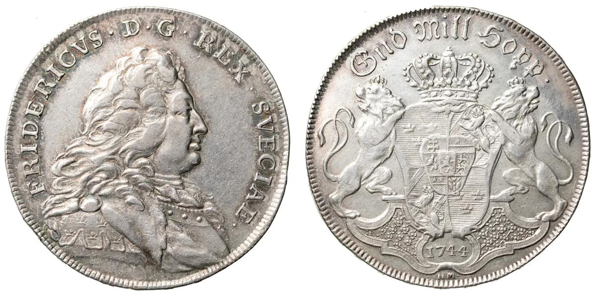 FREDRIK (1720-1751). Riksdaler 1744