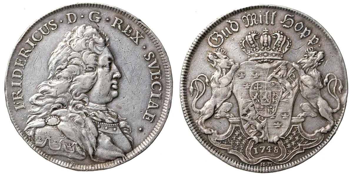 FREDRIK (1720-1751). Riksdaler 1748