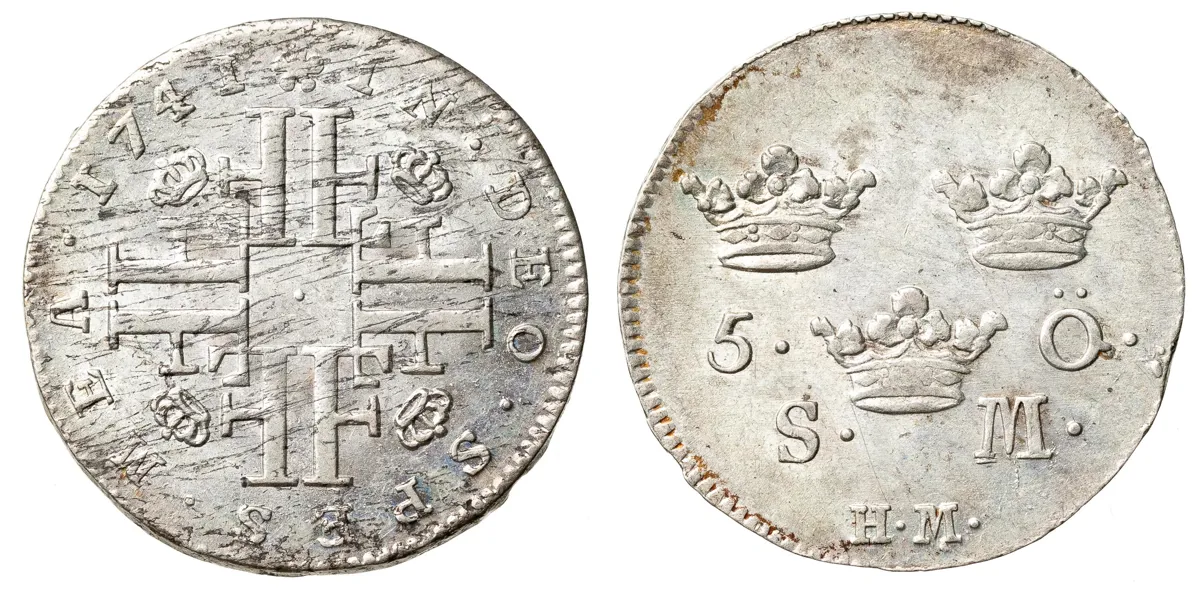 FREDRIK (1720-1751). 5 öre 1741