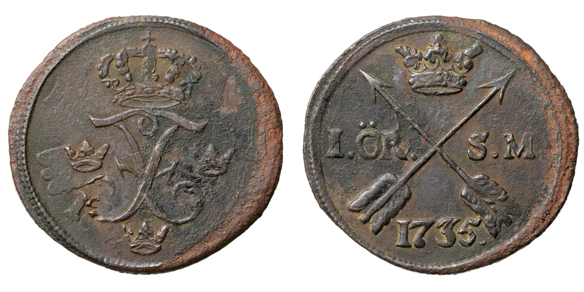 FREDRIK (1720-1751). Öre SM 1735