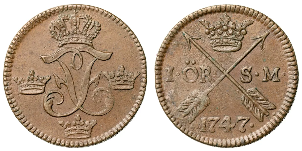 FREDRIK (1720-1751). Öre SM 1747