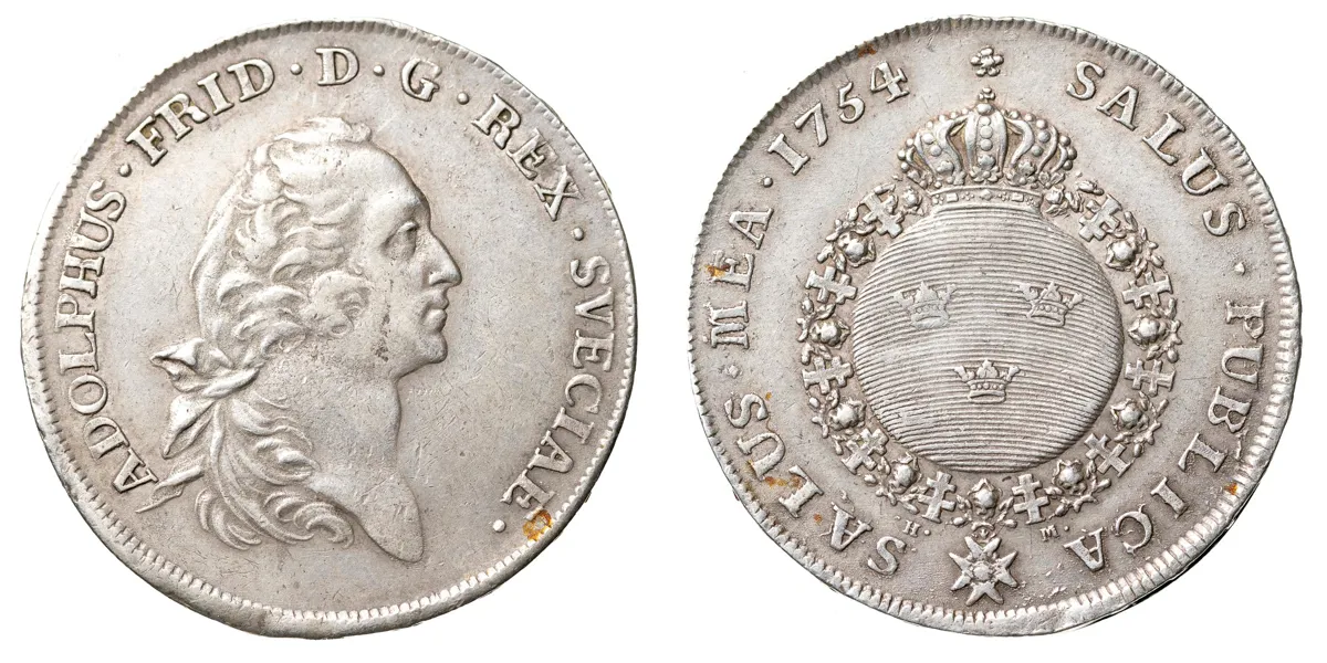 ADOLF FREDRIK (1751-1771). Riksdaler 1754