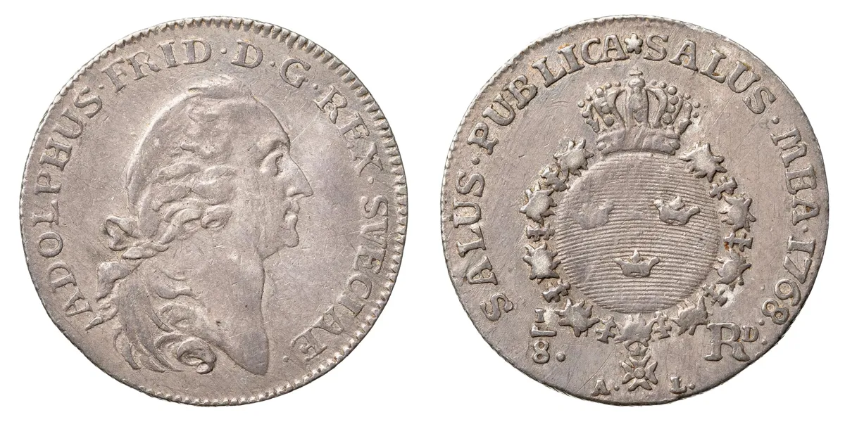 ADOLF FREDRIK (1751-1771). 1/8 riksdaler 1768