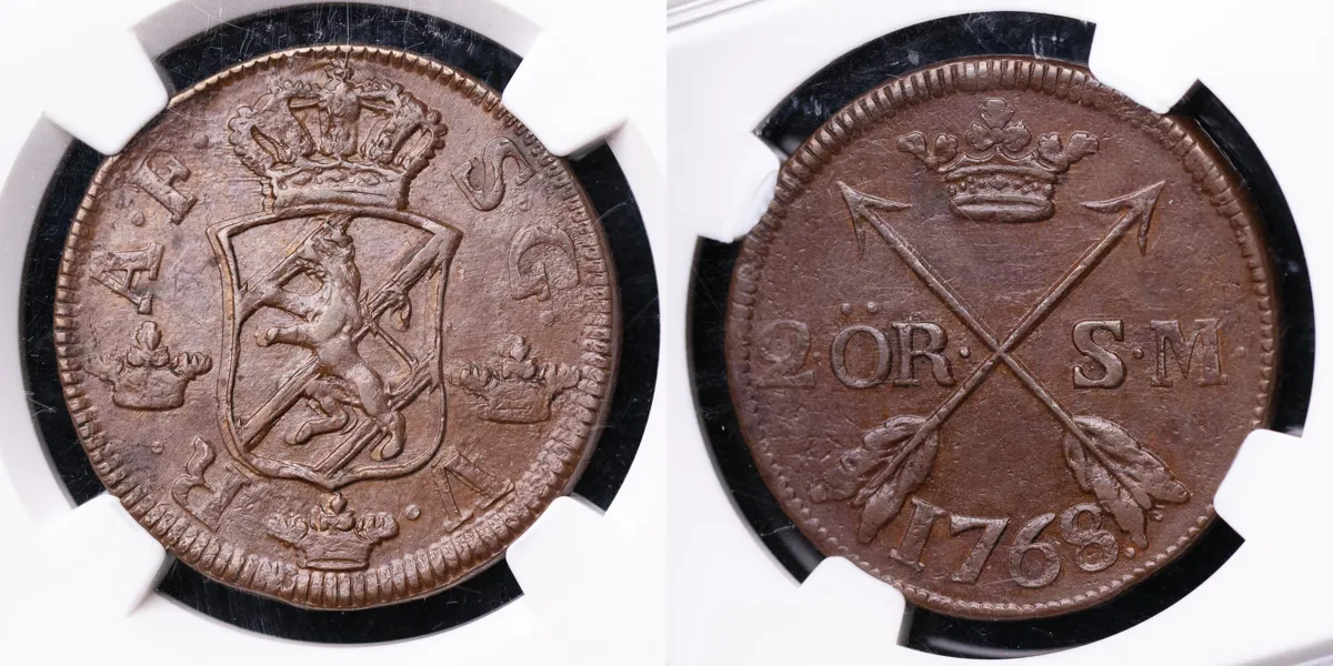 ADOLF FREDRIK (1751-1771). 2 öre SM 1768