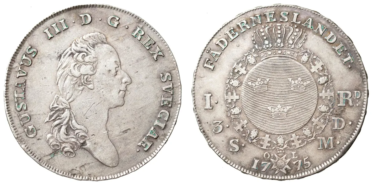 GUSTAV III (1771-1792). Riksdaler 1775