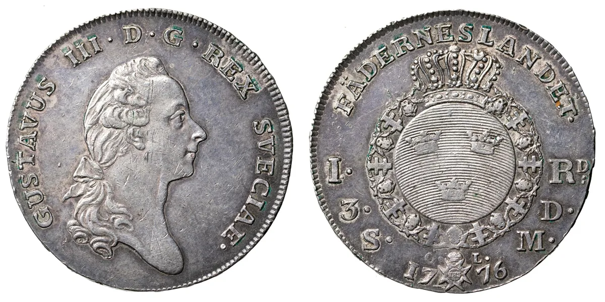 GUSTAV III (1771-1792). Riksdaler 1776