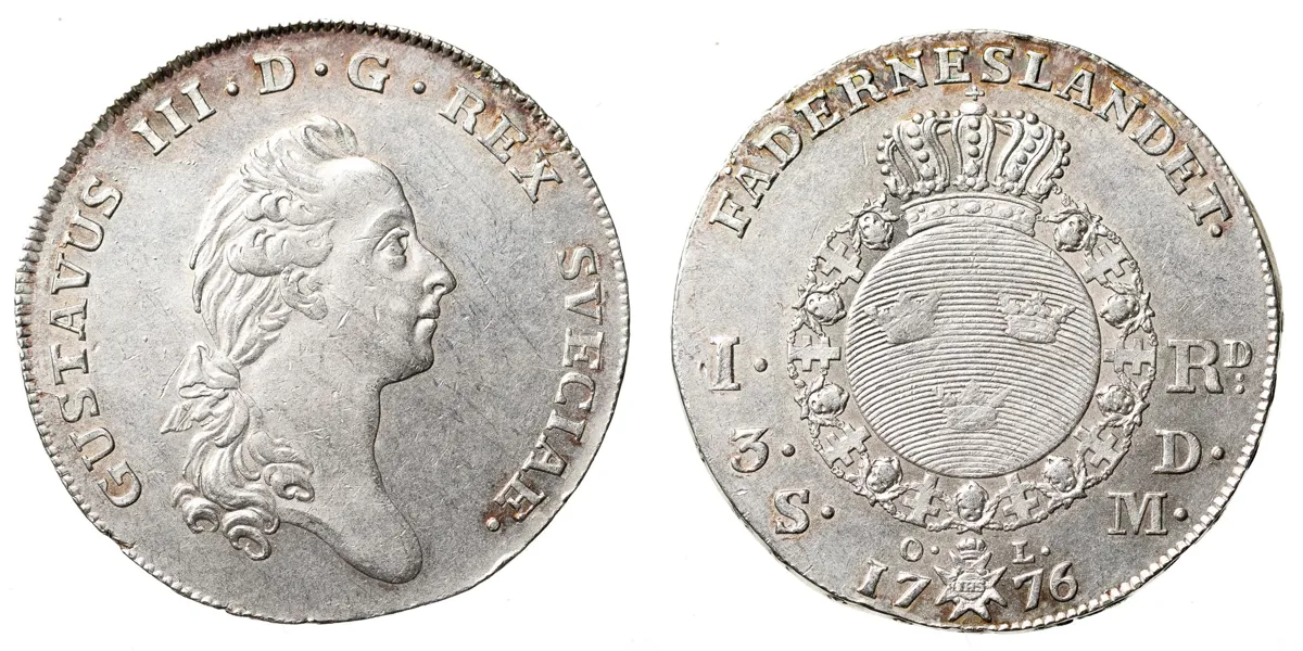 GUSTAV III (1771-1792). Riksdaler 1776