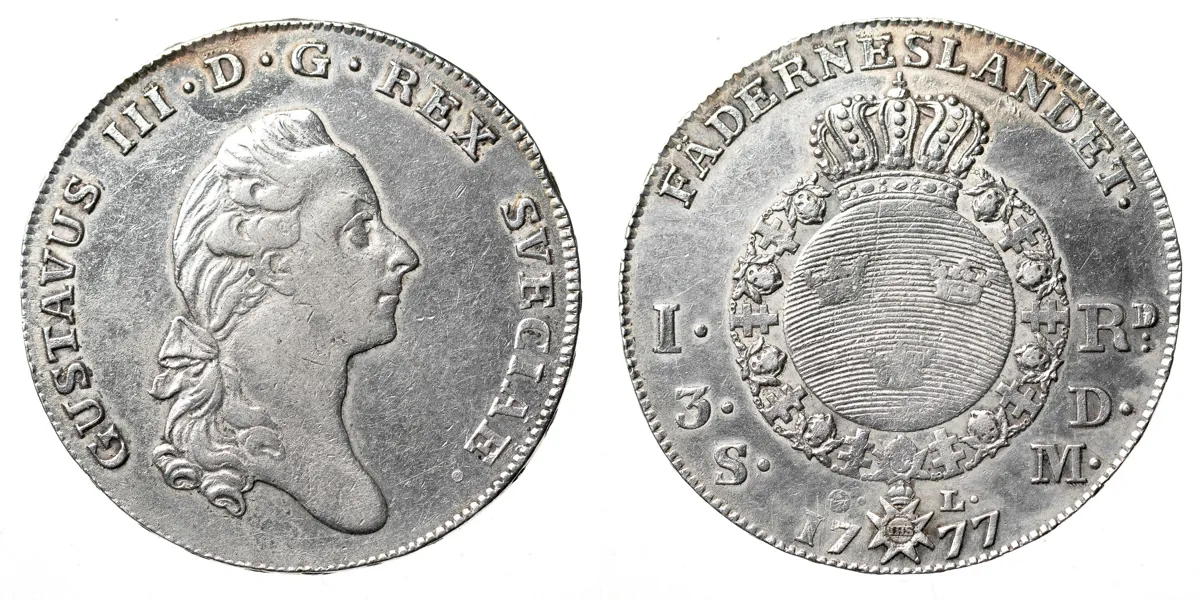 GUSTAV III (1771-1792). Riksdaler 1777