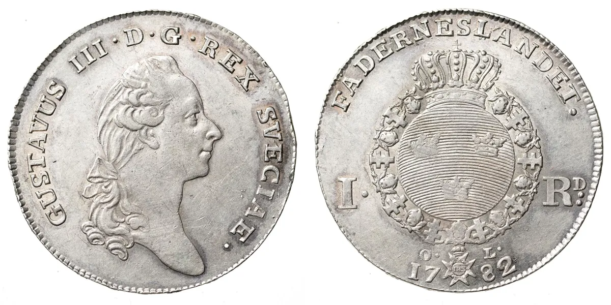 GUSTAV III (1771-1792). Riksdaler 1782