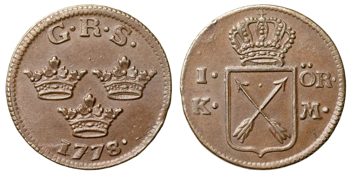 GUSTAV III (1771-1792). Öre KM 1778