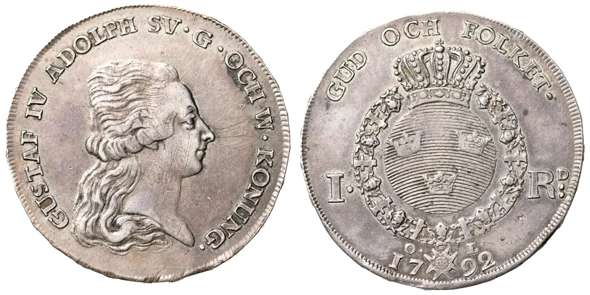 GUSTAV IV ADOLF (1792-1809). Riksdaler 1792