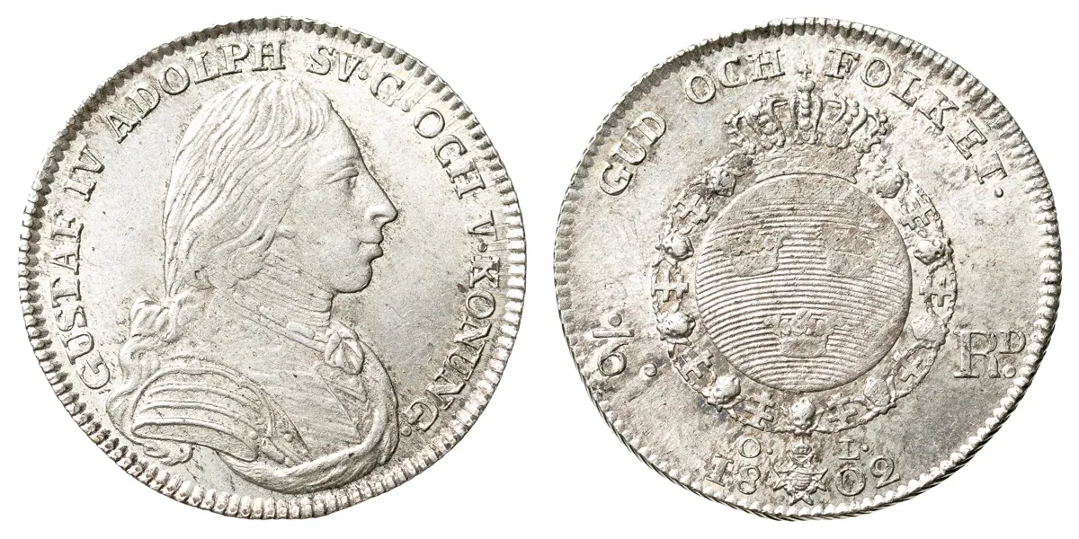 GUSTAV IV ADOLF (1792-1809). 1/6 riksdaler 1802