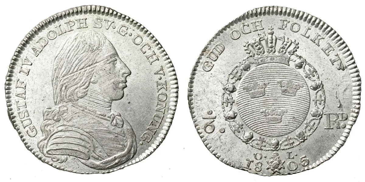 GUSTAV IV ADOLF (1792-1809). 1/6 riksdaler 1805