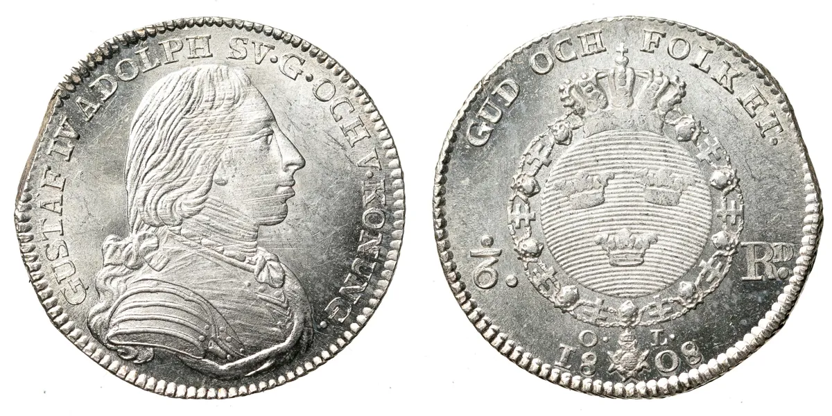 GUSTAV IV ADOLF (1792-1809). 1/6 riksdaler 1808